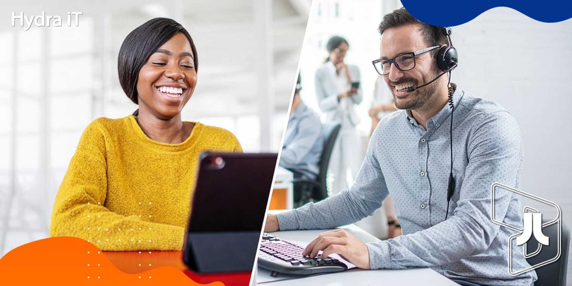 Pessoas a trabalhar com o Contact Center e CRM integrados
