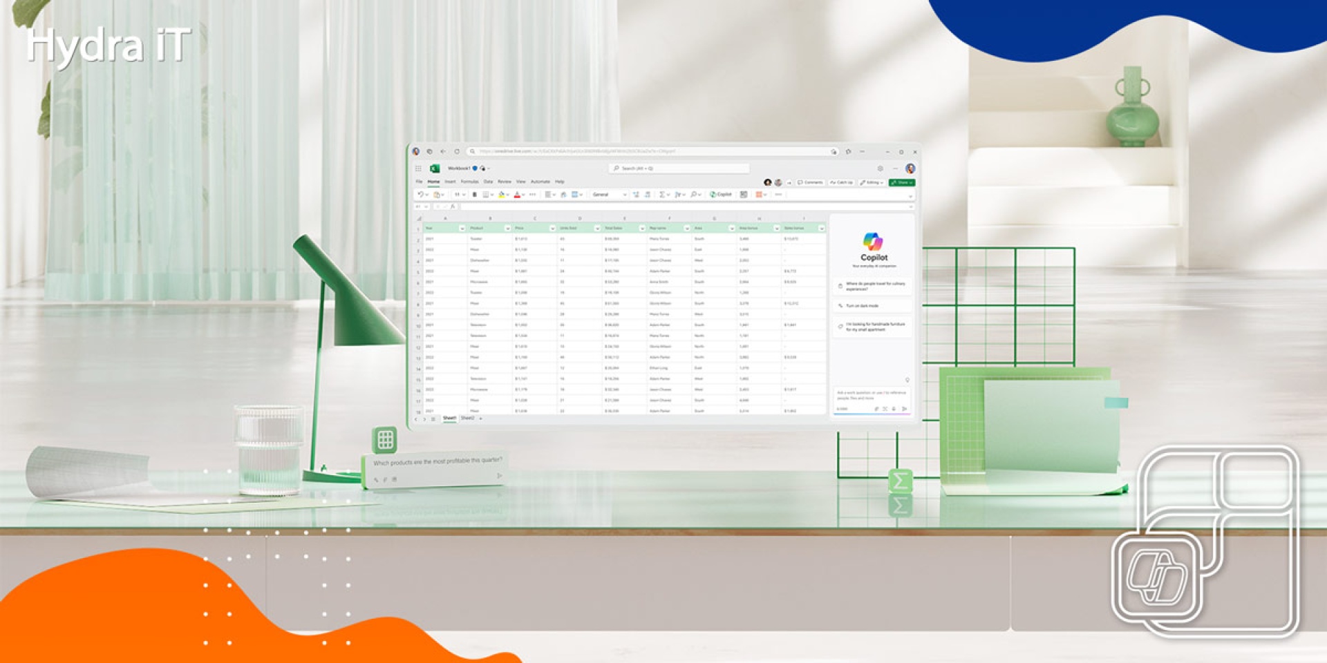 Computador com o Microsoft 365 Copilot no Excel